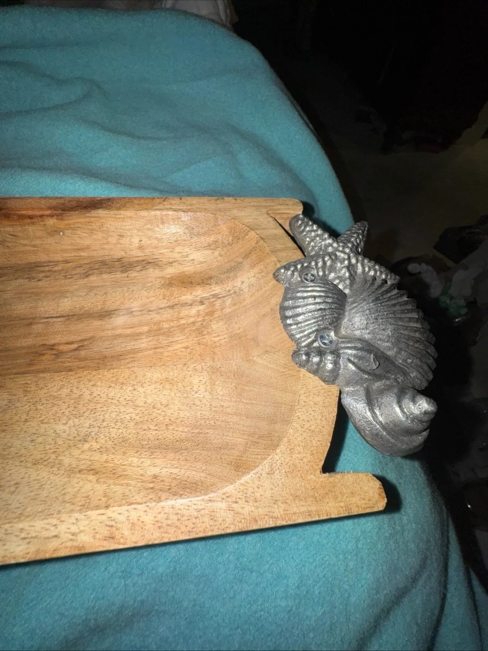Tommy Bahamma Wooden Decorative Bath Tray with Shell Accents